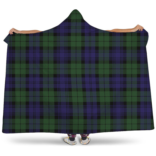 Black Watch Tartan Pattern Print Hooded Blanket