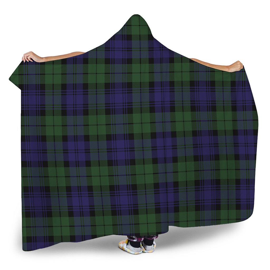 Black Watch Tartan Pattern Print Hooded Blanket