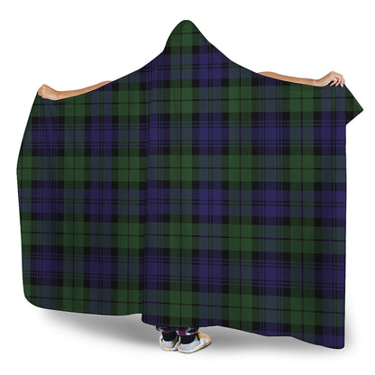 Black Watch Tartan Pattern Print Hooded Blanket
