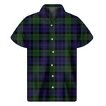 Black Watch Tartan Pattern Print Men's Short Sleeve Shirt