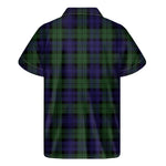 Black Watch Tartan Pattern Print Men's Short Sleeve Shirt
