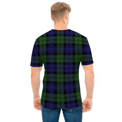 Black Watch Tartan Pattern Print Men's T-Shirt
