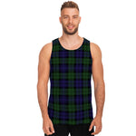 Black Watch Tartan Pattern Print Men's Tank Top