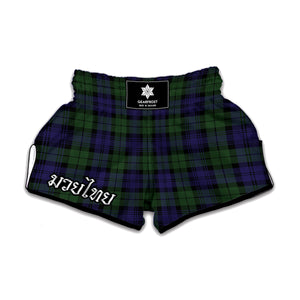 Black Watch Tartan Pattern Print Muay Thai Boxing Shorts