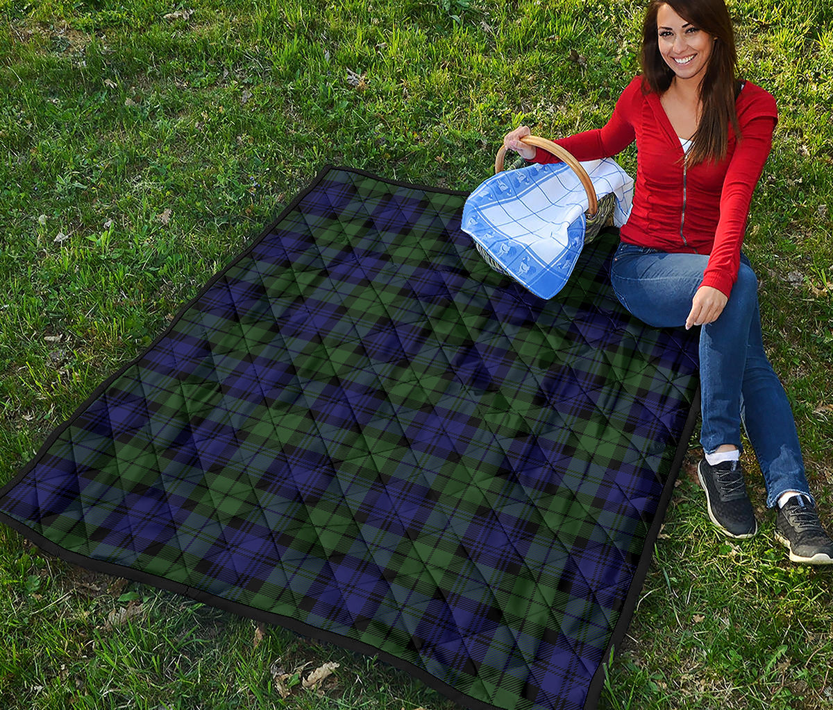 Black Watch Tartan Pattern Print Quilt
