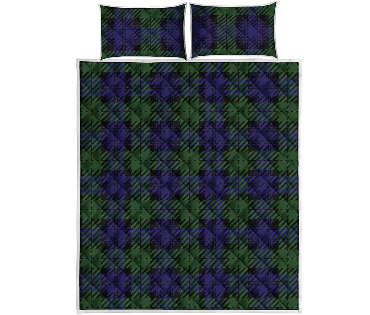 Black Watch Tartan Pattern Print Quilt Bed Set