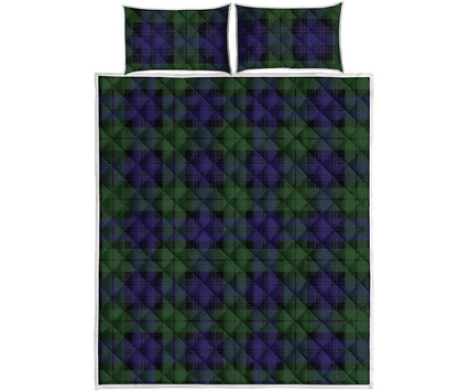 Black Watch Tartan Pattern Print Quilt Bed Set