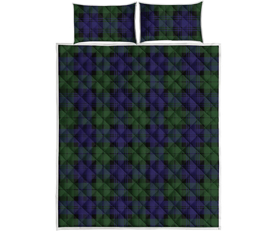 Black Watch Tartan Pattern Print Quilt Bed Set