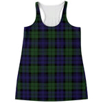 Black Watch Tartan Pattern Print Women's Racerback Tank Top