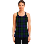 Black Watch Tartan Pattern Print Women's Racerback Tank Top
