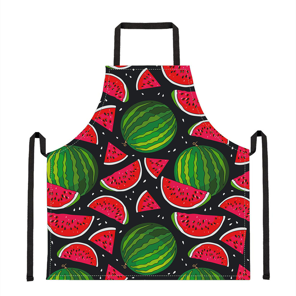 Black Watermelon Pieces Pattern Print Apron