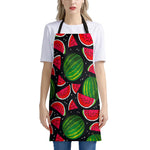 Black Watermelon Pieces Pattern Print Apron