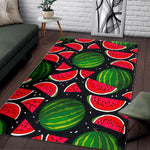 Black Watermelon Pieces Pattern Print Area Rug GearFrost