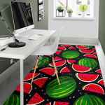 Black Watermelon Pieces Pattern Print Area Rug GearFrost