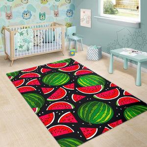 Black Watermelon Pieces Pattern Print Area Rug GearFrost