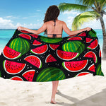 Black Watermelon Pieces Pattern Print Beach Sarong Wrap
