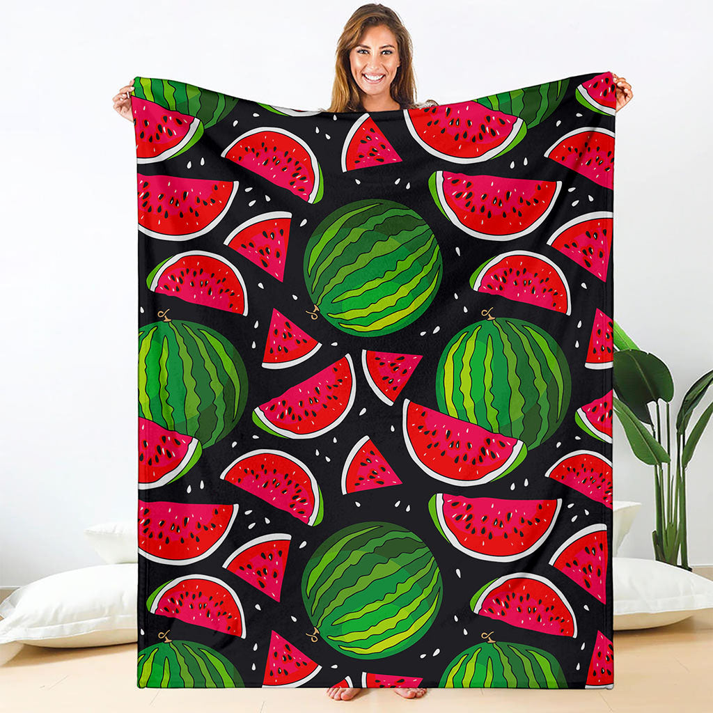 Black Watermelon Pieces Pattern Print Blanket