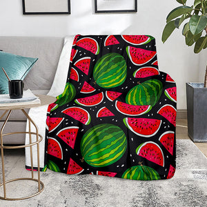 Black Watermelon Pieces Pattern Print Blanket