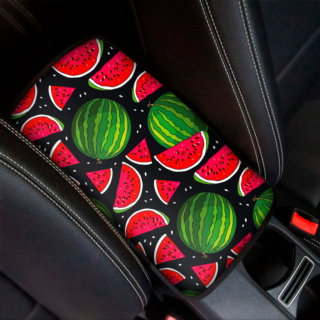 Black Watermelon Pieces Pattern Print Car Center Console Cover