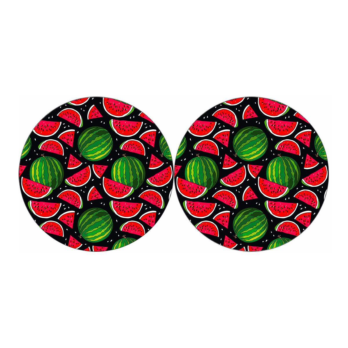 Black Watermelon Pieces Pattern Print Car Coasters