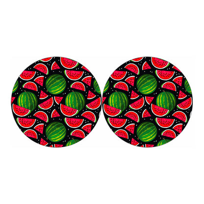 Black Watermelon Pieces Pattern Print Car Coasters