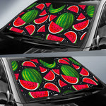 Black Watermelon Pieces Pattern Print Car Sun Shade GearFrost