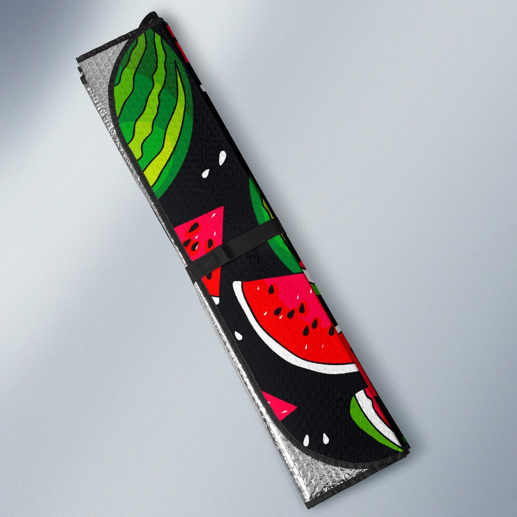 Black Watermelon Pieces Pattern Print Car Sun Shade GearFrost