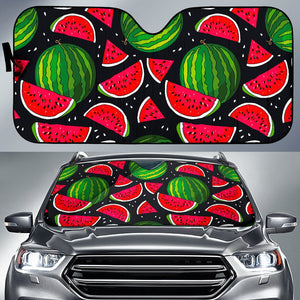 Black Watermelon Pieces Pattern Print Car Sun Shade GearFrost