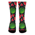 Black Watermelon Pieces Pattern Print Crew Socks