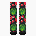 Black Watermelon Pieces Pattern Print Crew Socks