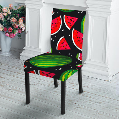 Black Watermelon Pieces Pattern Print Dining Chair Slipcover