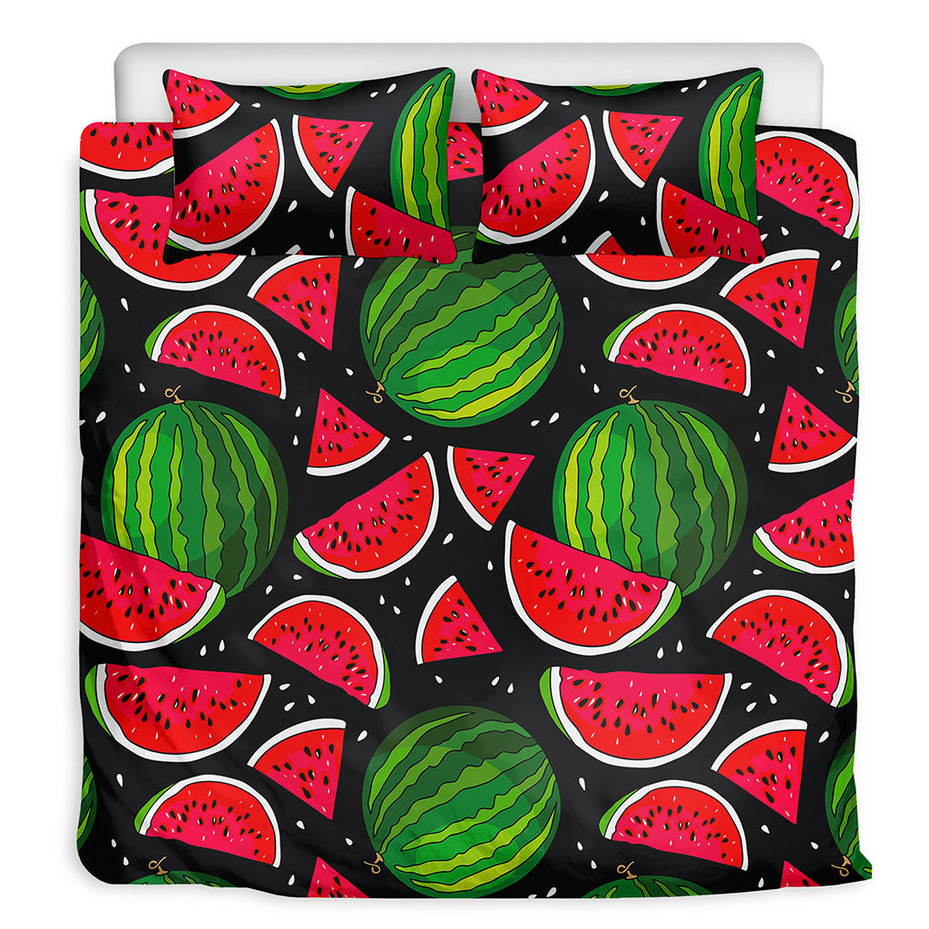 Black Watermelon Pieces Pattern Print Duvet Cover Bedding Set