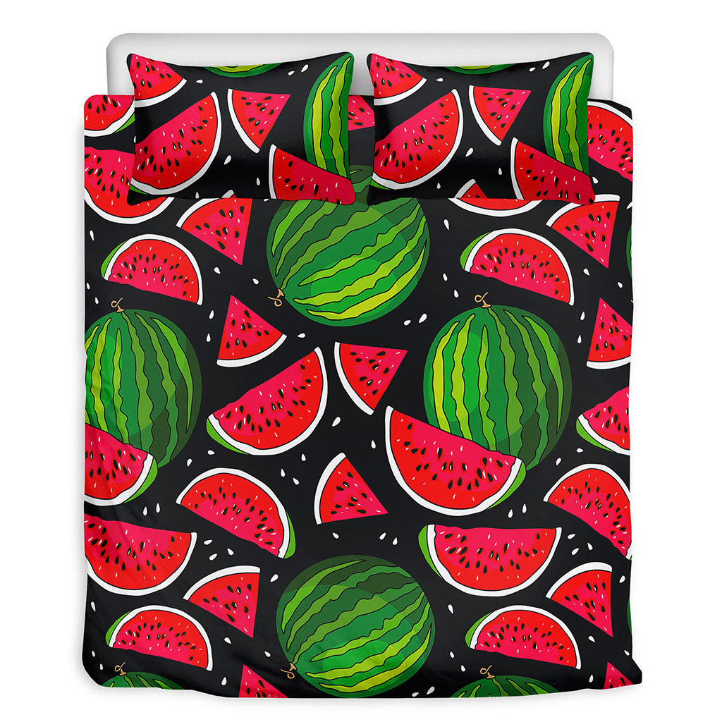 Black Watermelon Pieces Pattern Print Duvet Cover Bedding Set