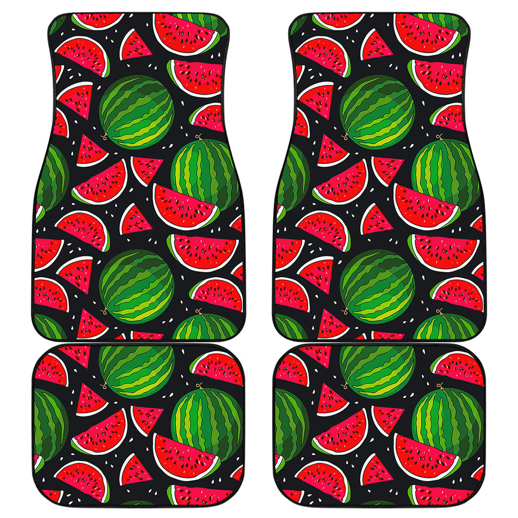 Black Watermelon Pieces Pattern Print Front and Back Car Floor Mats