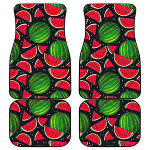 Black Watermelon Pieces Pattern Print Front and Back Car Floor Mats