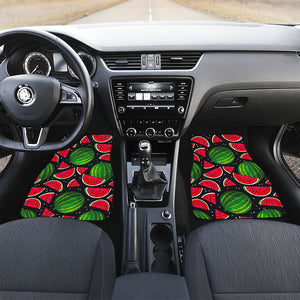 Black Watermelon Pieces Pattern Print Front and Back Car Floor Mats