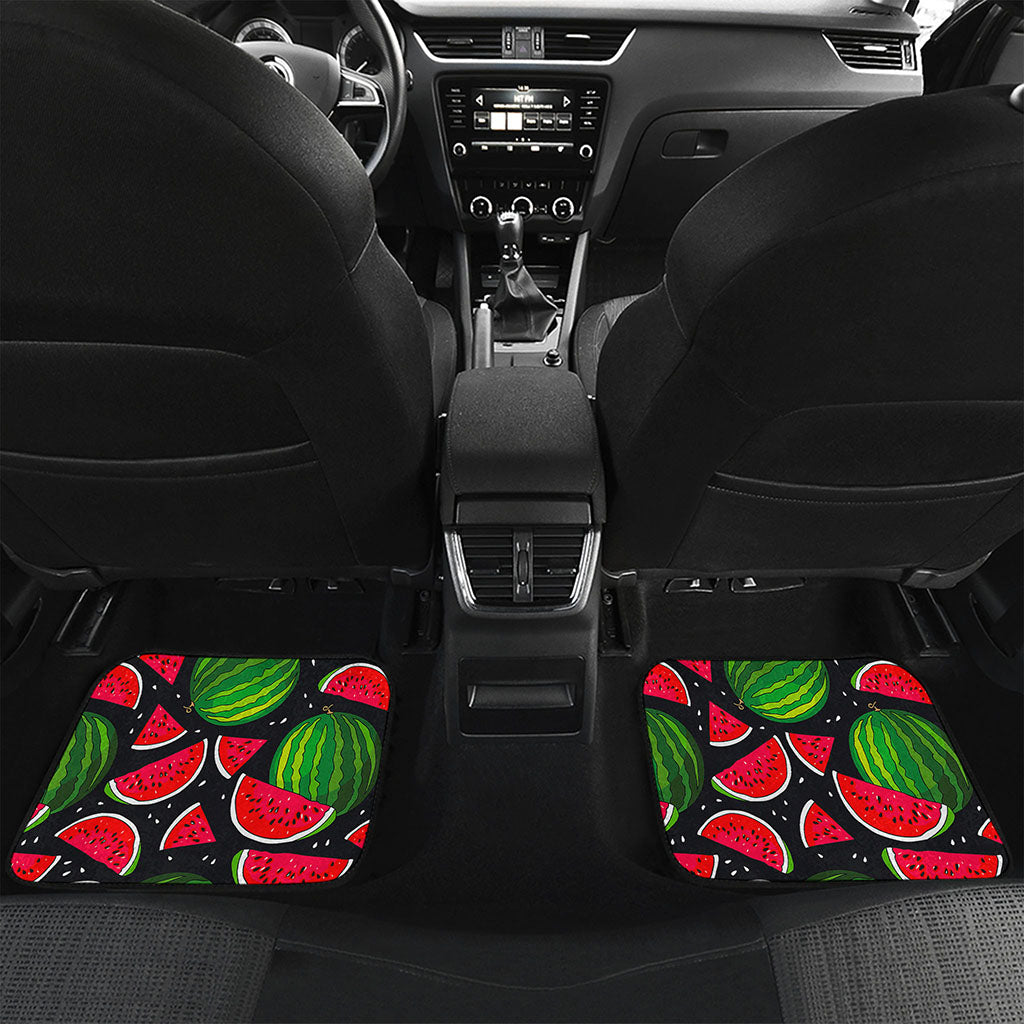 Black Watermelon Pieces Pattern Print Front and Back Car Floor Mats