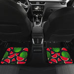 Black Watermelon Pieces Pattern Print Front and Back Car Floor Mats