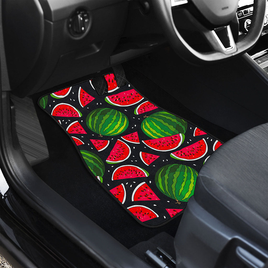 Black Watermelon Pieces Pattern Print Front and Back Car Floor Mats