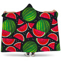 Black Watermelon Pieces Pattern Print Hooded Blanket