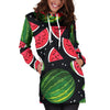 Black Watermelon Pieces Pattern Print Hoodie Dress GearFrost