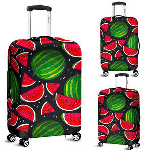 Black Watermelon Pieces Pattern Print Luggage Cover GearFrost