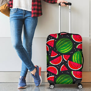 Black Watermelon Pieces Pattern Print Luggage Cover GearFrost