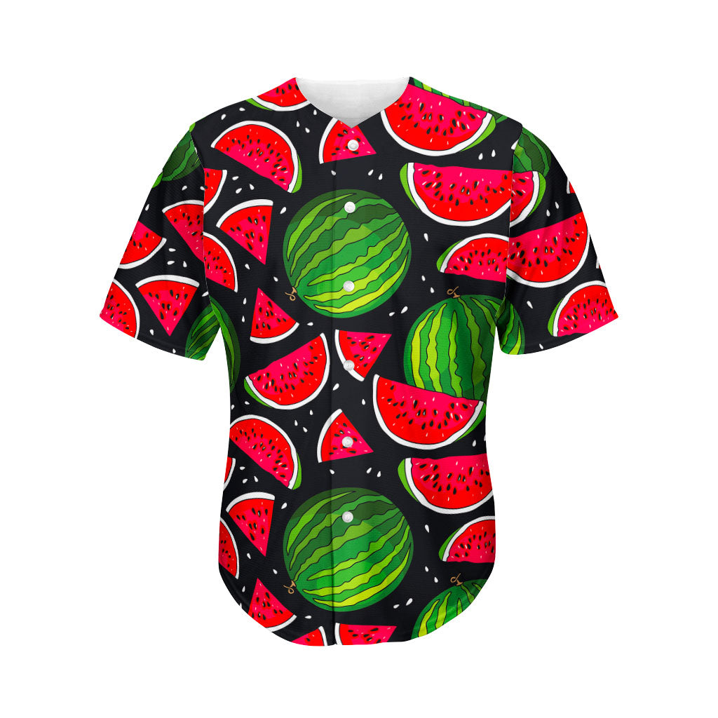 Black Watermelon Pieces Pattern Print Men's Baseball Jersey