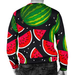 Black Watermelon Pieces Pattern Print Men's Crewneck Sweatshirt GearFrost