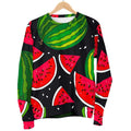 Black Watermelon Pieces Pattern Print Men's Crewneck Sweatshirt