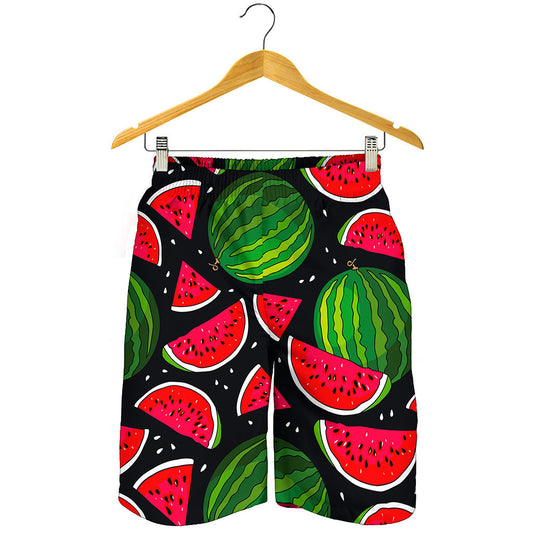 Black Watermelon Pieces Pattern Print Men's Shorts