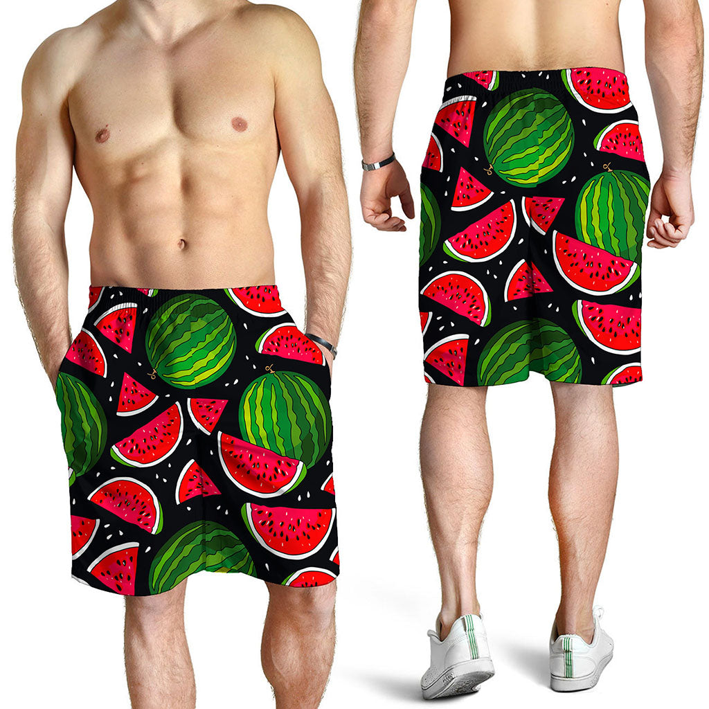 Black Watermelon Pieces Pattern Print Men's Shorts