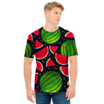 Black Watermelon Pieces Pattern Print Men's T-Shirt