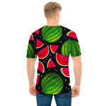 Black Watermelon Pieces Pattern Print Men's T-Shirt